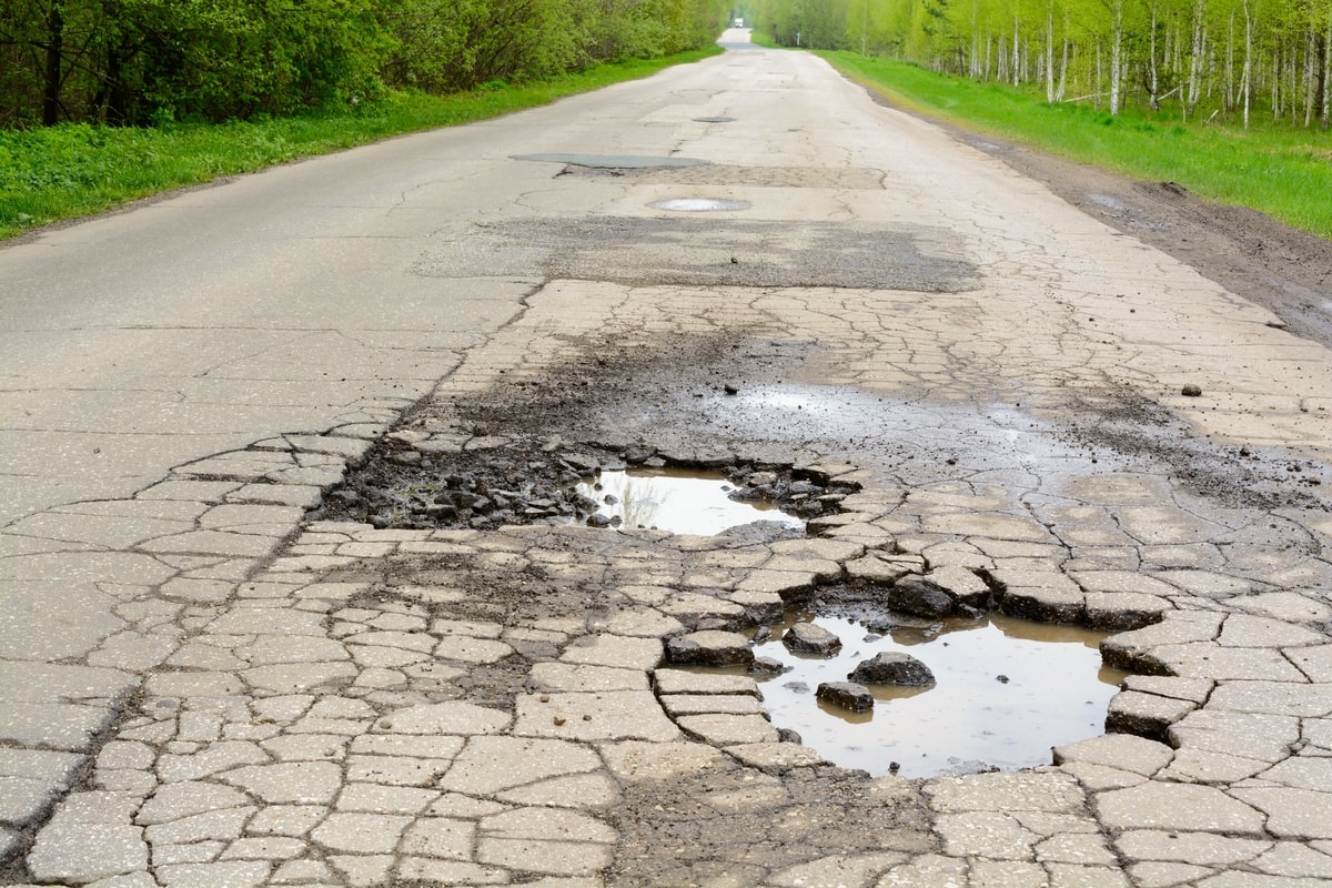 pothole in asphalt