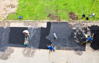 municipal roadmen laid asphalt