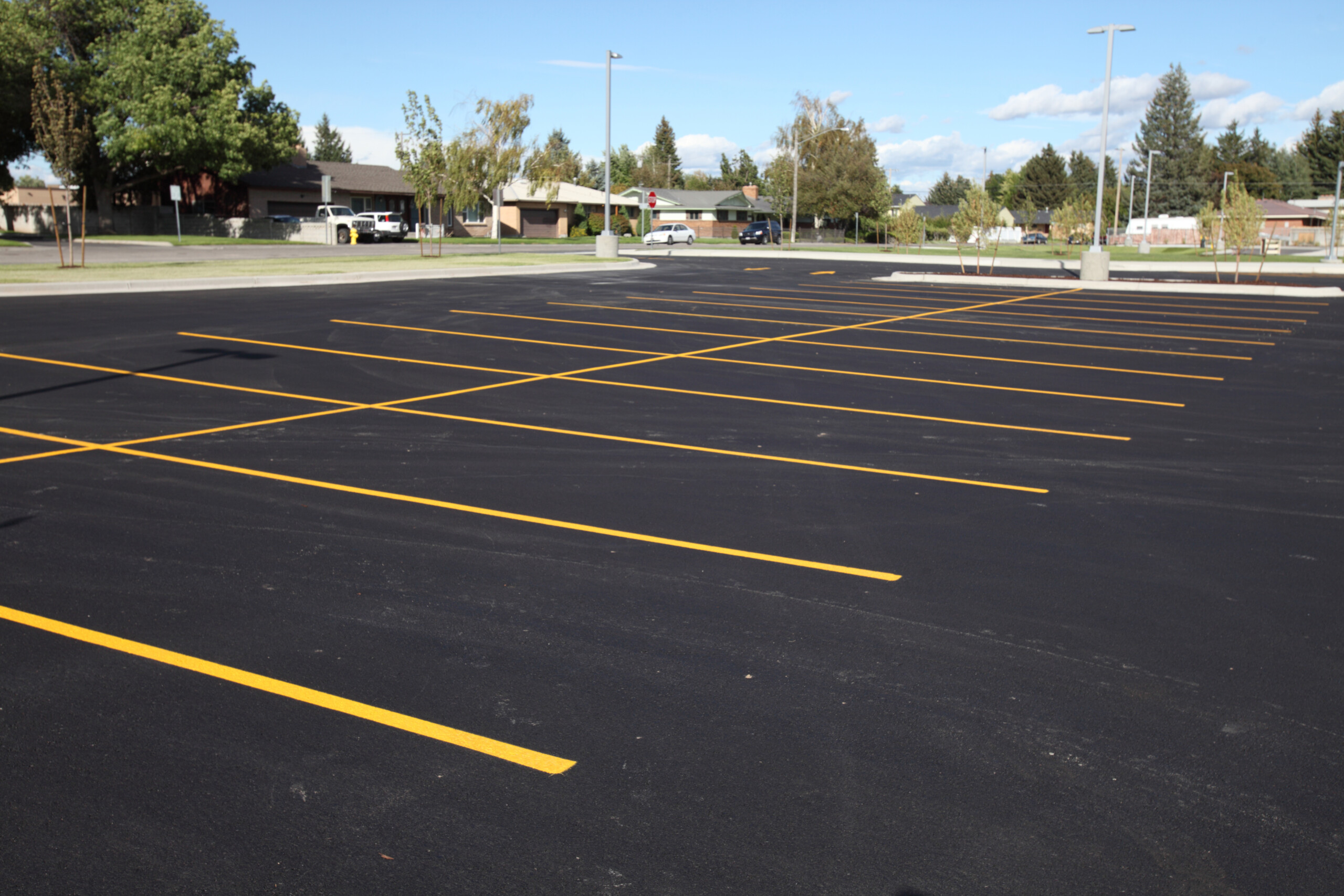 Newly paved parking lot