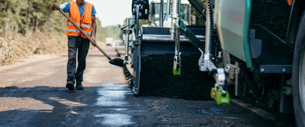 Road service repairs the highway