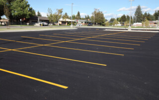 Newly striped asphalt parking lot